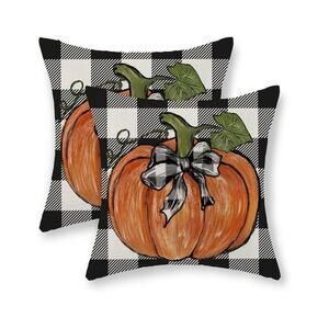 New: 2 pack zippered throw pillow‎ covers; boho pumpkin maple leaves